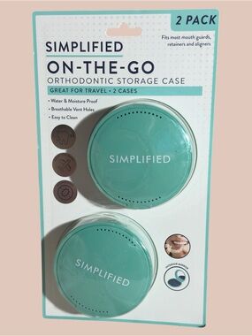 NEW Simplified On-The-Go Orthodontic Storage Case - 2 Cases w/Mirror
